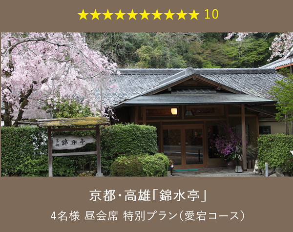 旅行カタログギフト EXETIME PLATINUM (エグゼタイム プラチナム)★(星) 10個で交換できるプラン 京都　高雄 錦水亭 建物外観の写真